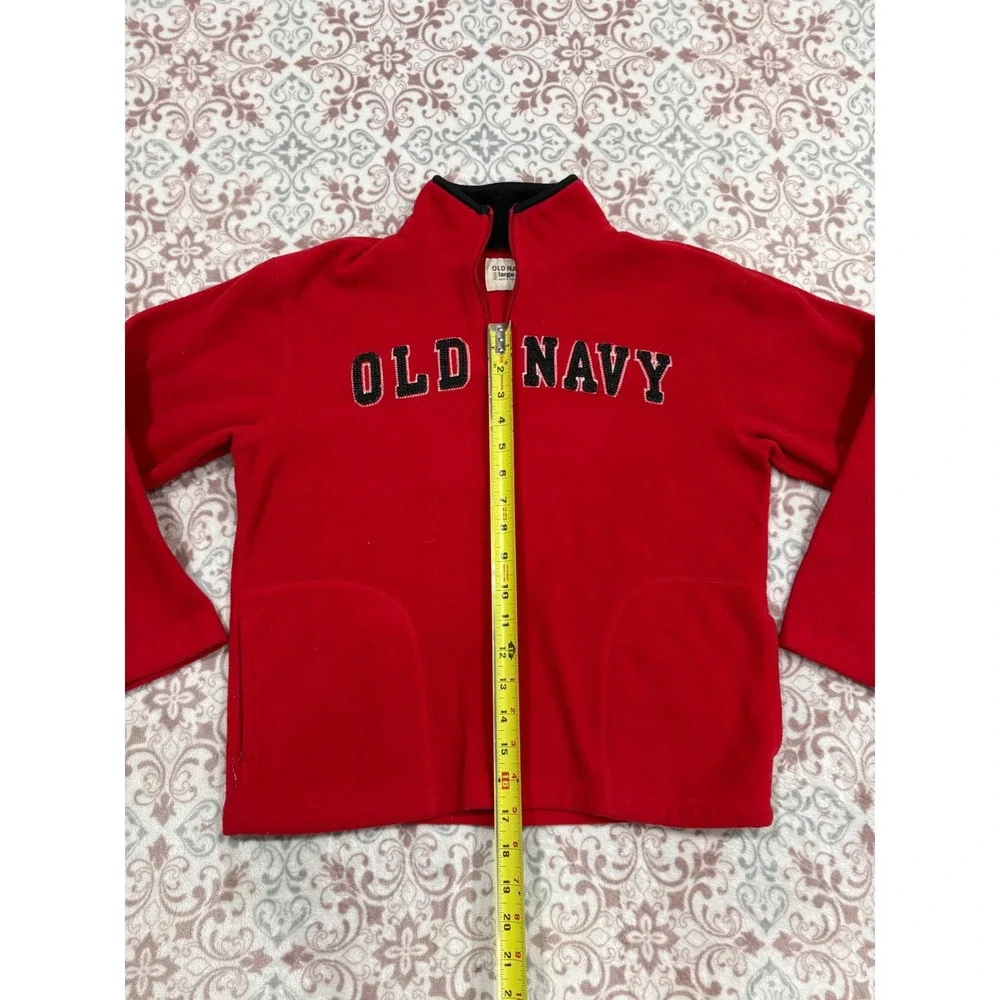 Old Navy Boys Red Fleece Quarter Zip Pullover Collegiate Sweatshirt Large 10-12